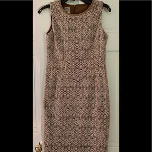 ANNE KLEIN Summer Sleeveless Dress Brown Beige Lined Size 6
